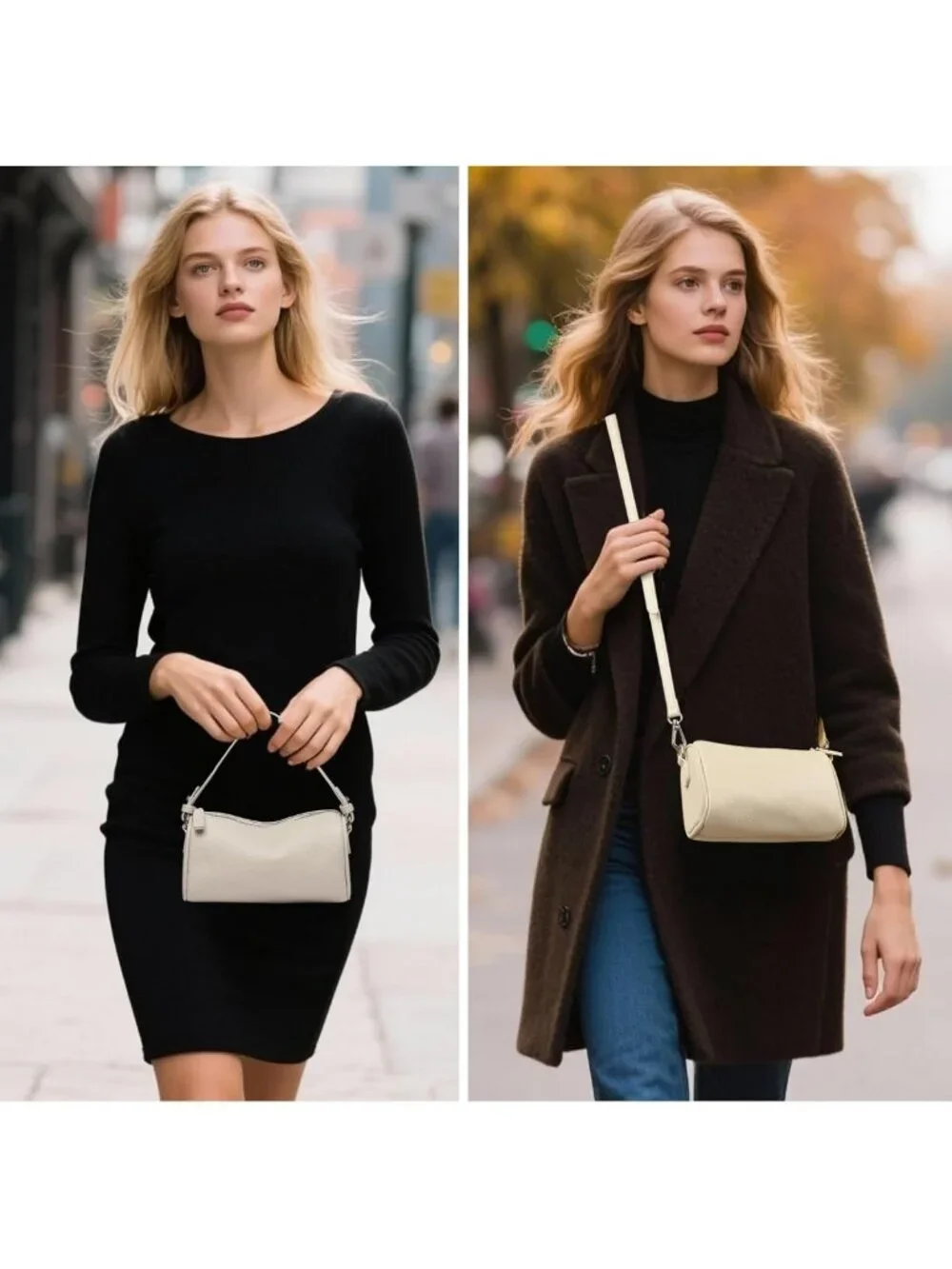 Stylish Mini Crossbody Bag for Women, Genuine Leather Barrel Phone Purse